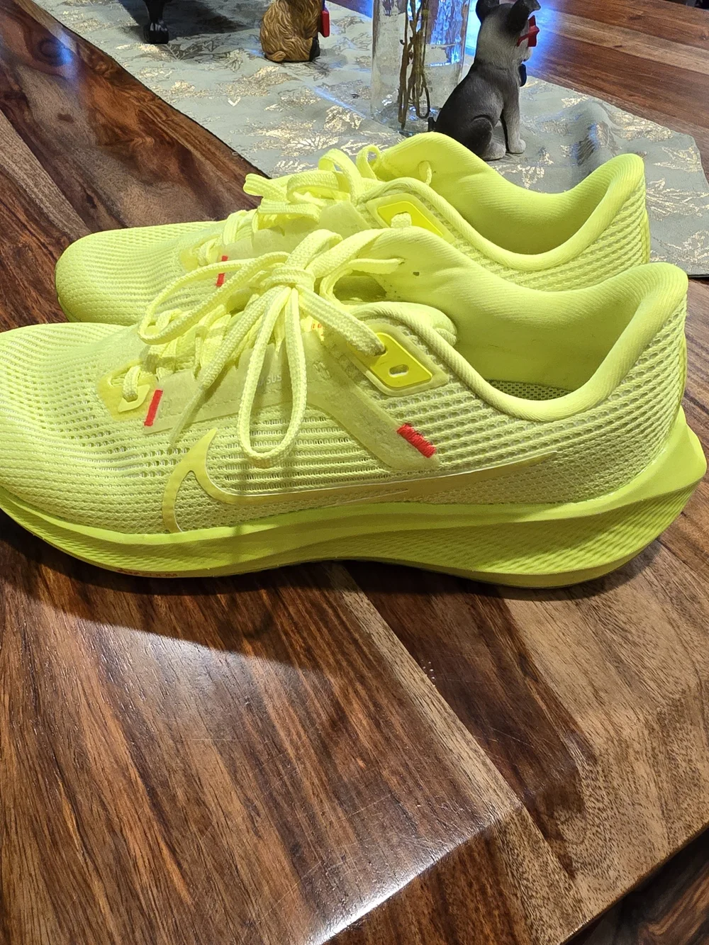 Nike Women’s Neon Yellow Athletic Running Shoes with Red Accents
